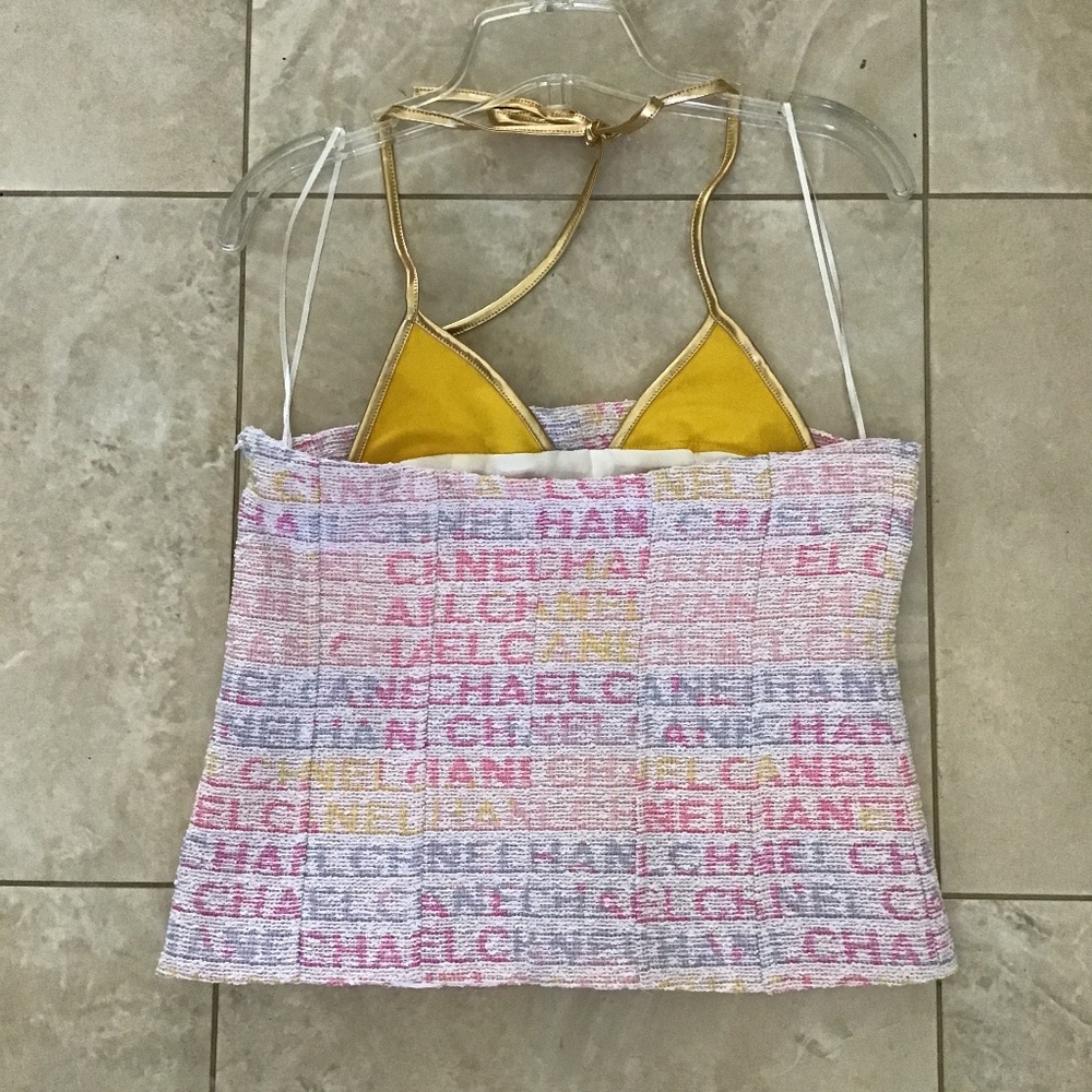 Multicoloured Pastel Tone/Gold Bustier top size M - Picture 5 of 6